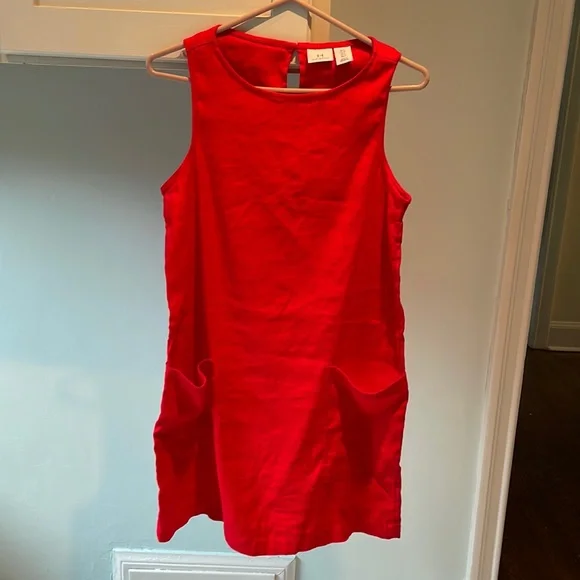 H by Halston | Dresses | Candy Apple Red Halston Shift Sleeveless Linen  Blend Dress | Poshmark